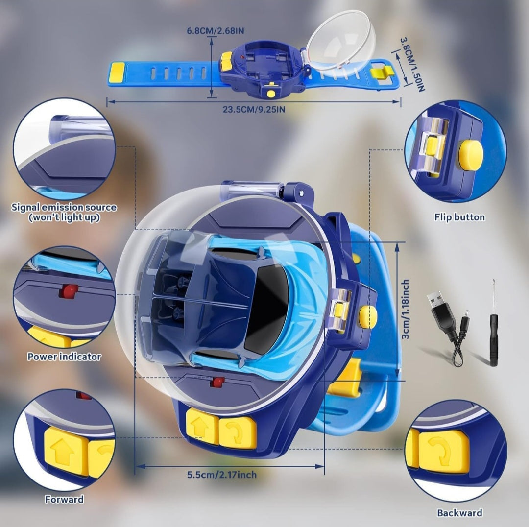 Kids' Favorite RC Watch Car – Rechargeable Mini Racing Toy with Wrist Remote